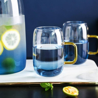 Frosted Blue Glass Drinkware